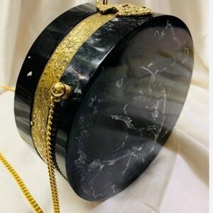 NWOT Ramla Marble Elegant Black with. Gold Hardware Women's Crossbody MSRP 250